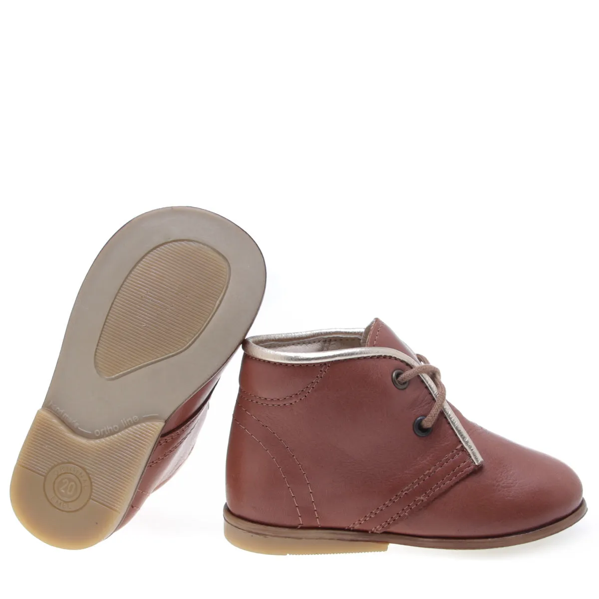 (2195-64) Emel classic first shoes brown gold