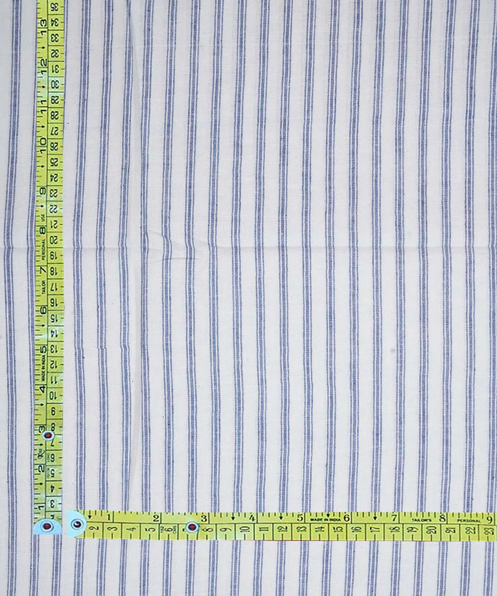 2.3m White blue stripe handwoven cotton fabric