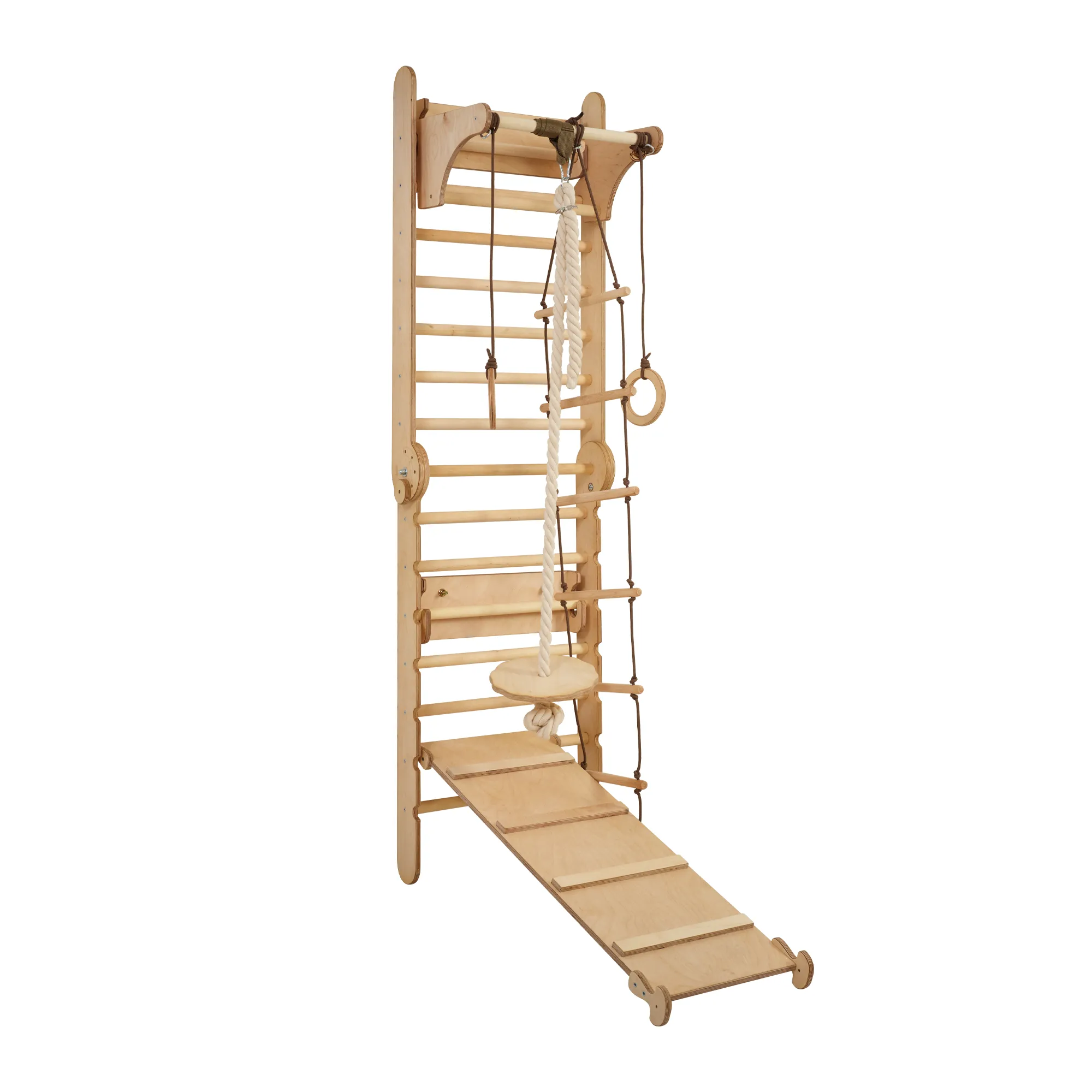 3in1: Wooden Swedish Wall / Climbing ladder for Children   Swing Set   Slide Board