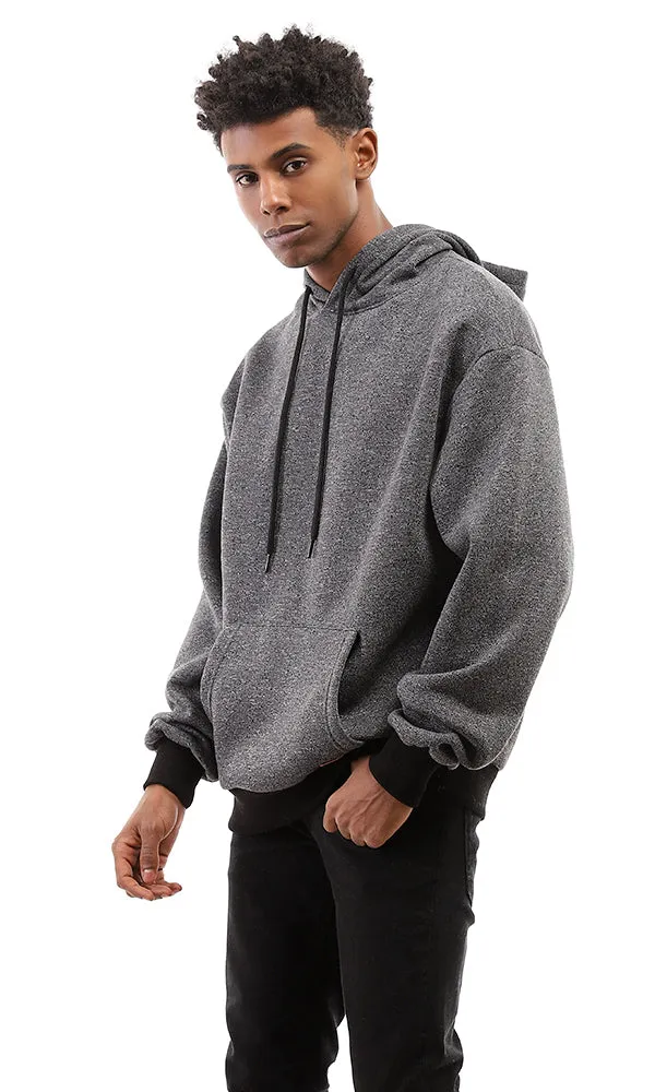 96021 Heather Black Hoodie With Kangaroo Pocket