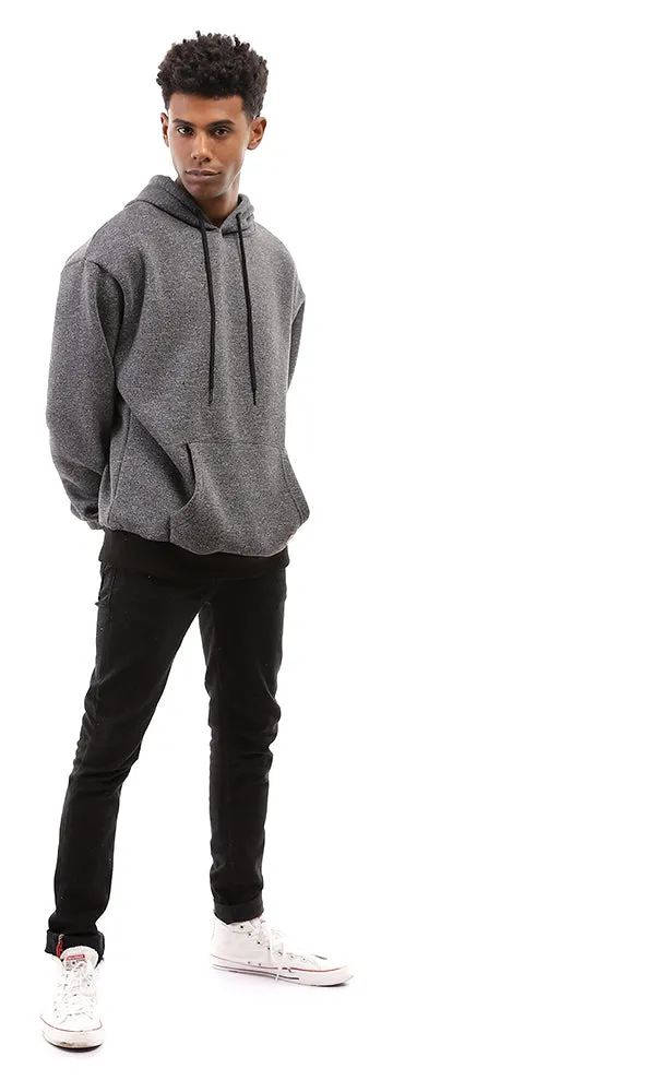 96021 Heather Black Hoodie With Kangaroo Pocket