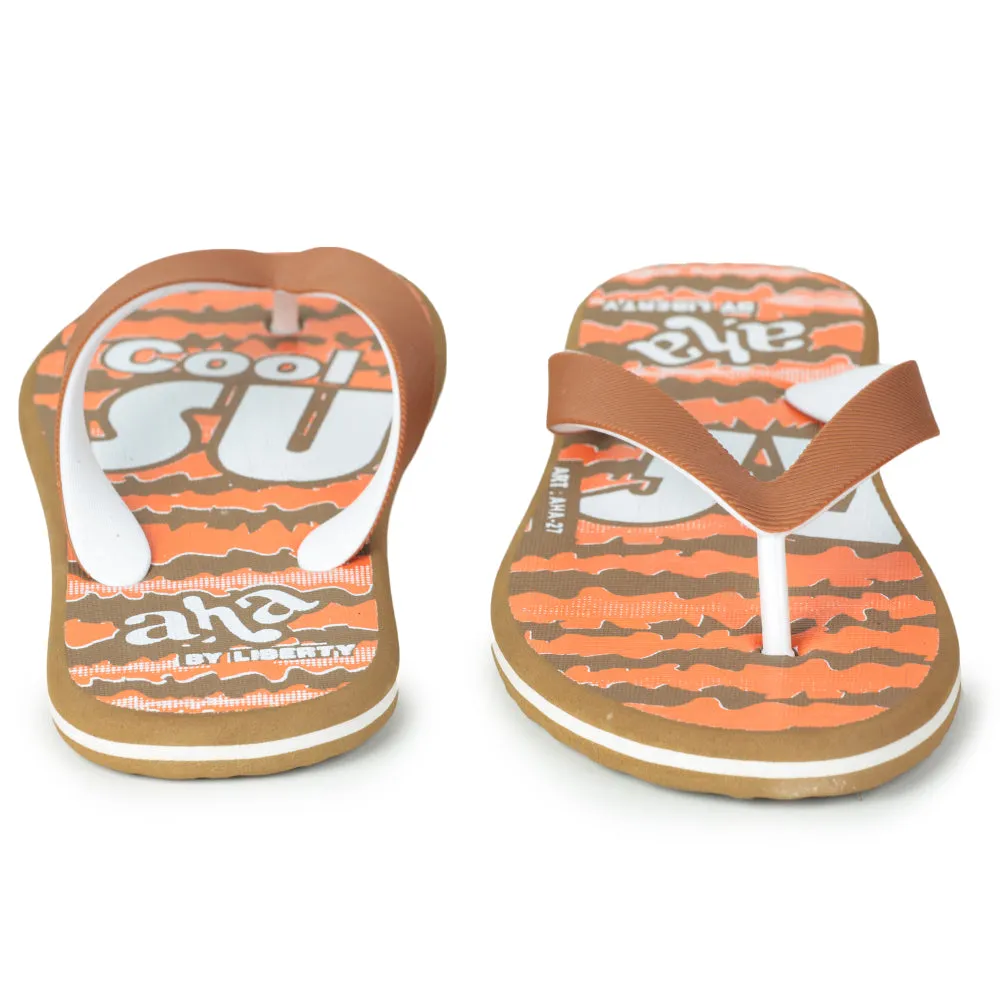 Casual Orange Flip-Flops for Men - A-HA Model AHA-27 by Liberty