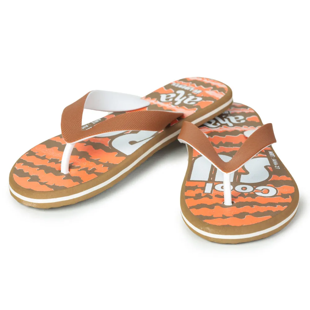 Casual Orange Flip-Flops for Men - A-HA Model AHA-27 by Liberty