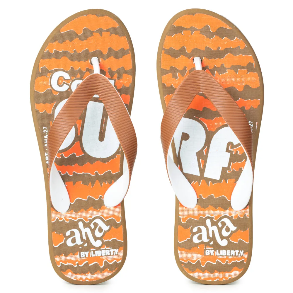 Casual Orange Flip-Flops for Men - A-HA Model AHA-27 by Liberty