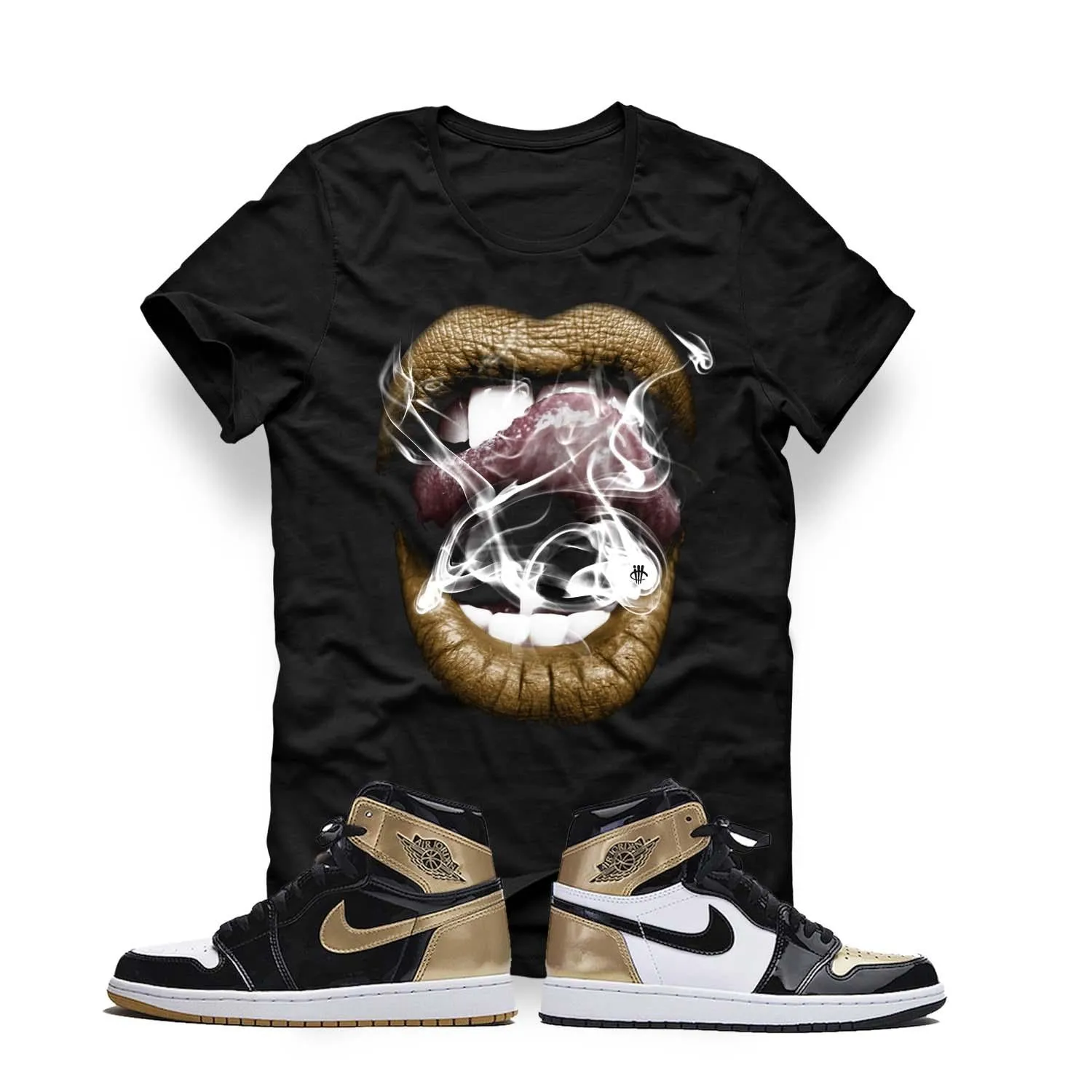 Air Jordan 1 RETRO HIGH OG GOLD TOE Black T (Smoke N Lips)