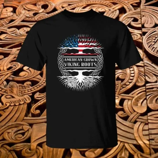 American Grown Viking Roots Black T-Shirt