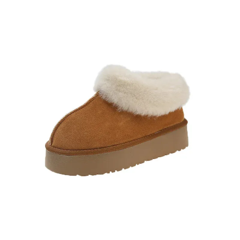 Ashore Shop Women Slippers Micro Suede Fuzzy Shearling Lining Ankle Moccasin Bootie