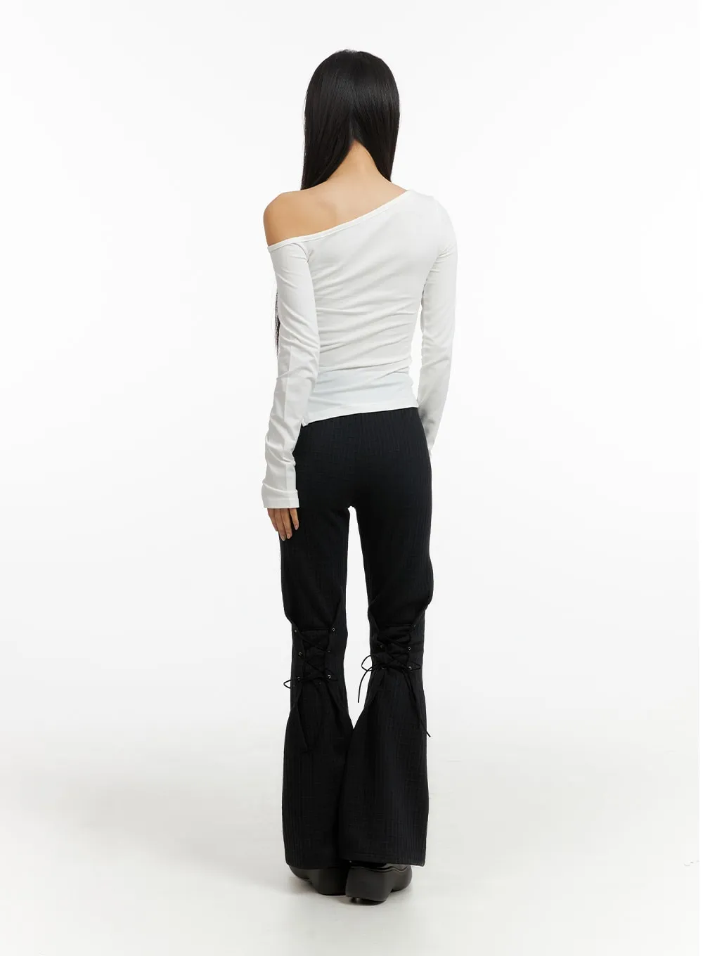 Back X Strap Bootcut Pants CF408