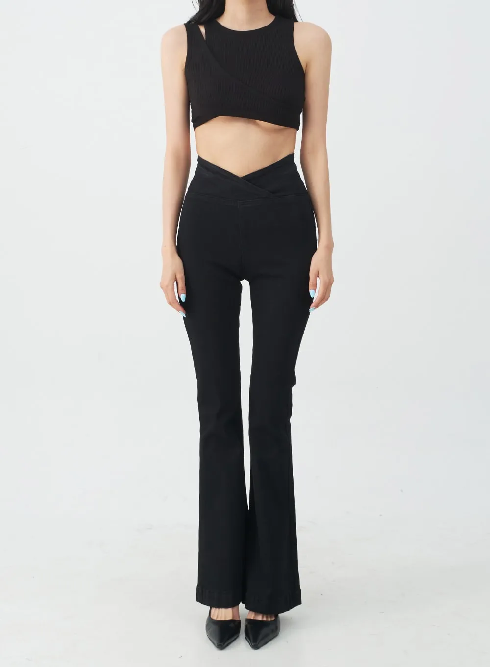 Banded Boot-Cut Highwaisted Pants IJ23