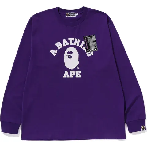 Bape Mad Face College LS Tee Relaxed Fit Purple