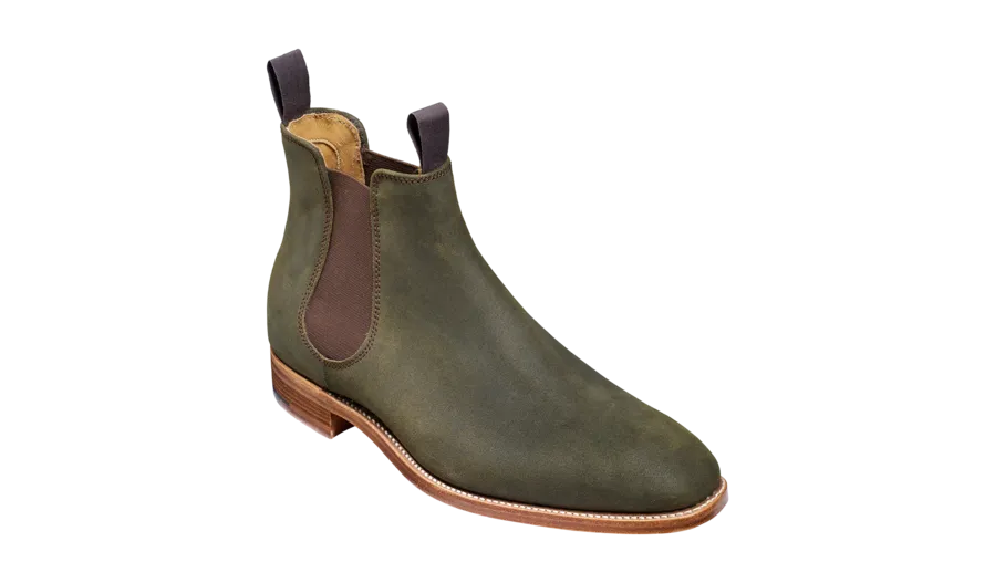 Barker Mansfield Classic Chelsea Boots - Green Waxy Suede