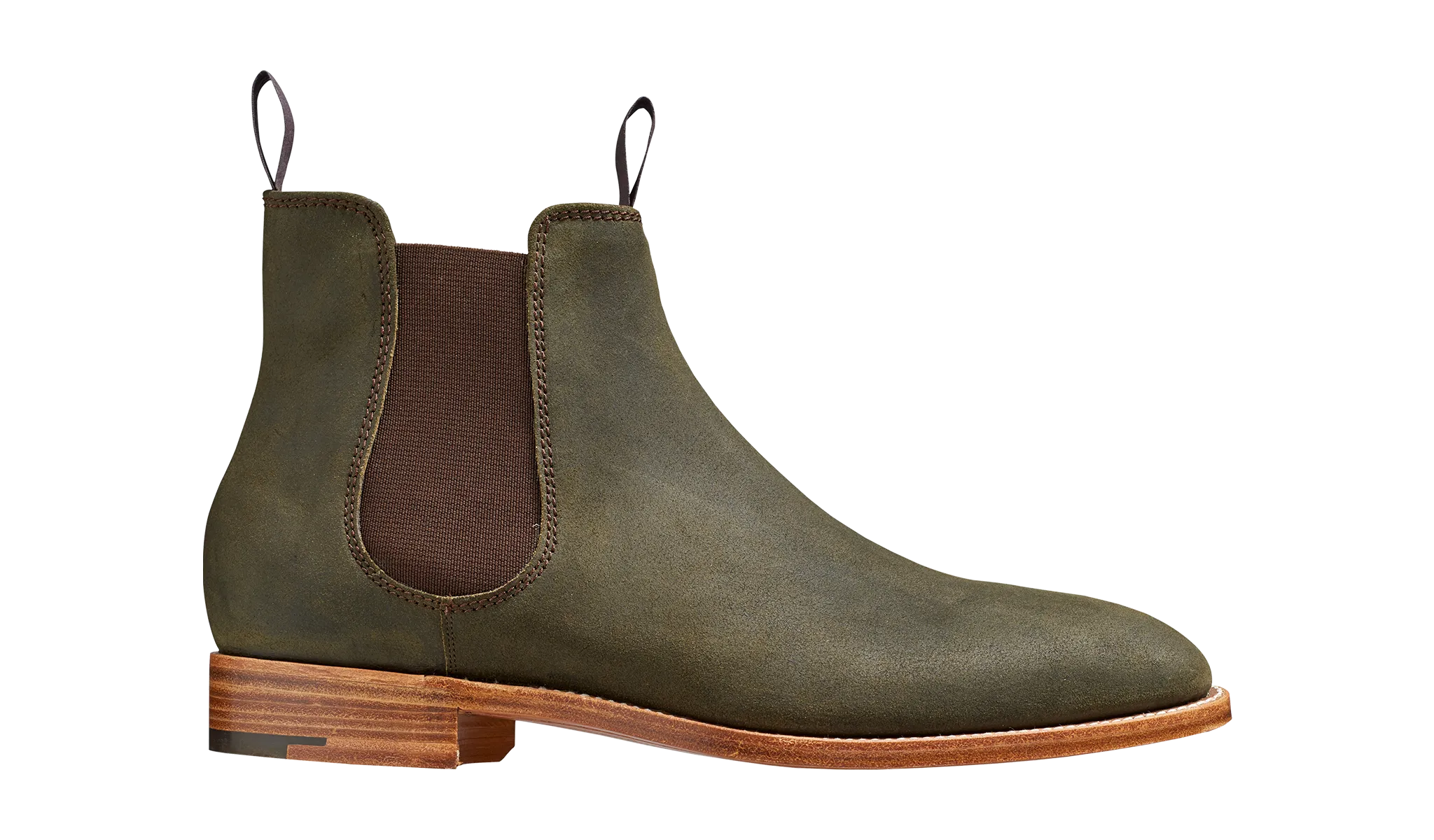 Barker Mansfield Classic Chelsea Boots - Green Waxy Suede