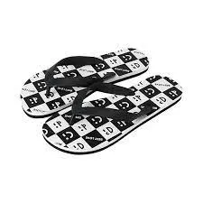 (Black and White,41-42) Love and Peace Series Men's Flip Flops