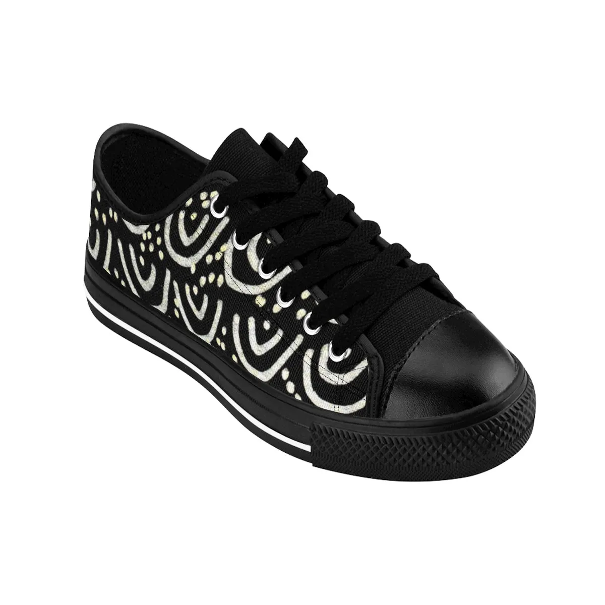 Black Mermaid Men's Sneakers, Mermaid Scale Print Men's Low Top Tennis Running Shoes