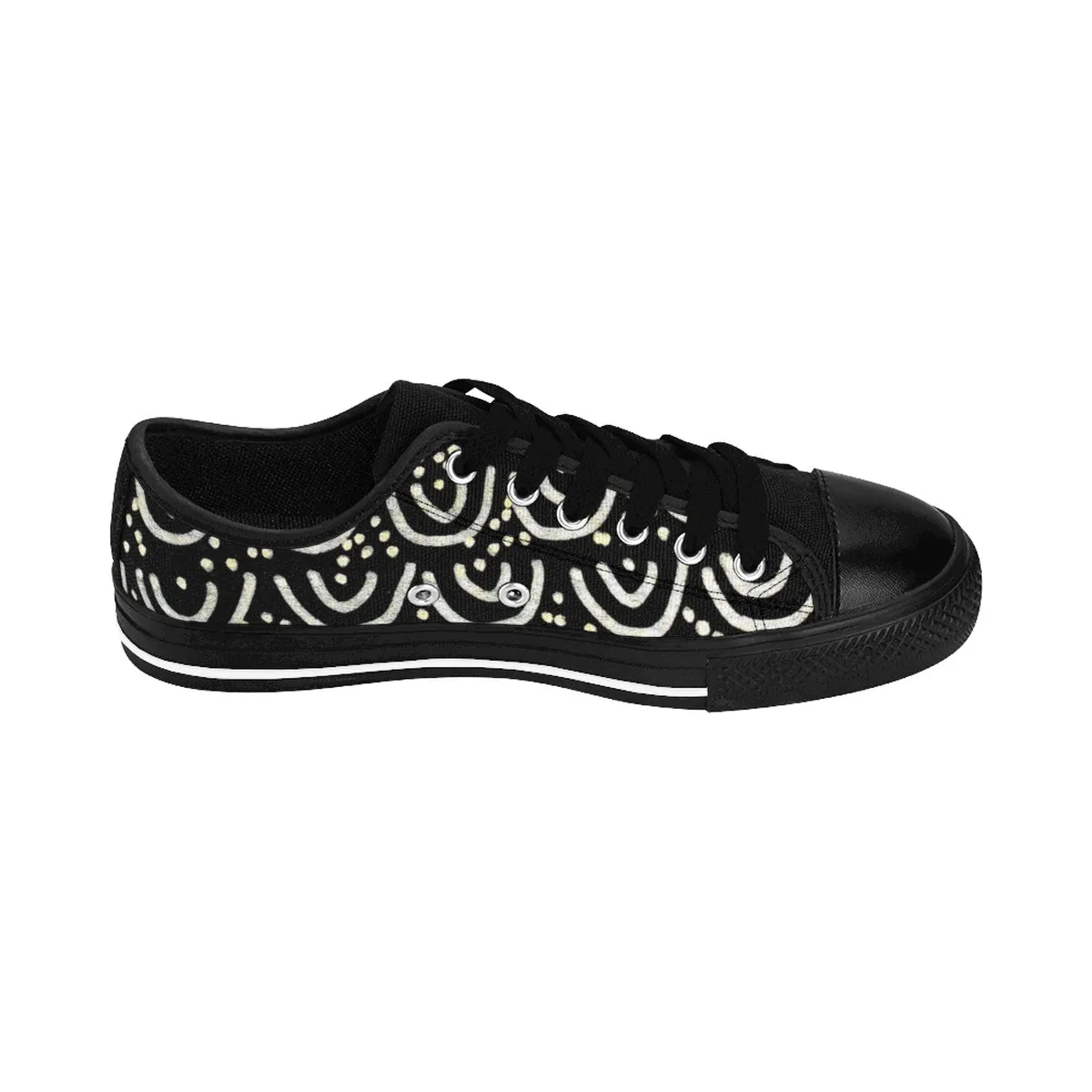 Black Mermaid Men's Sneakers, Mermaid Scale Print Men's Low Top Tennis Running Shoes