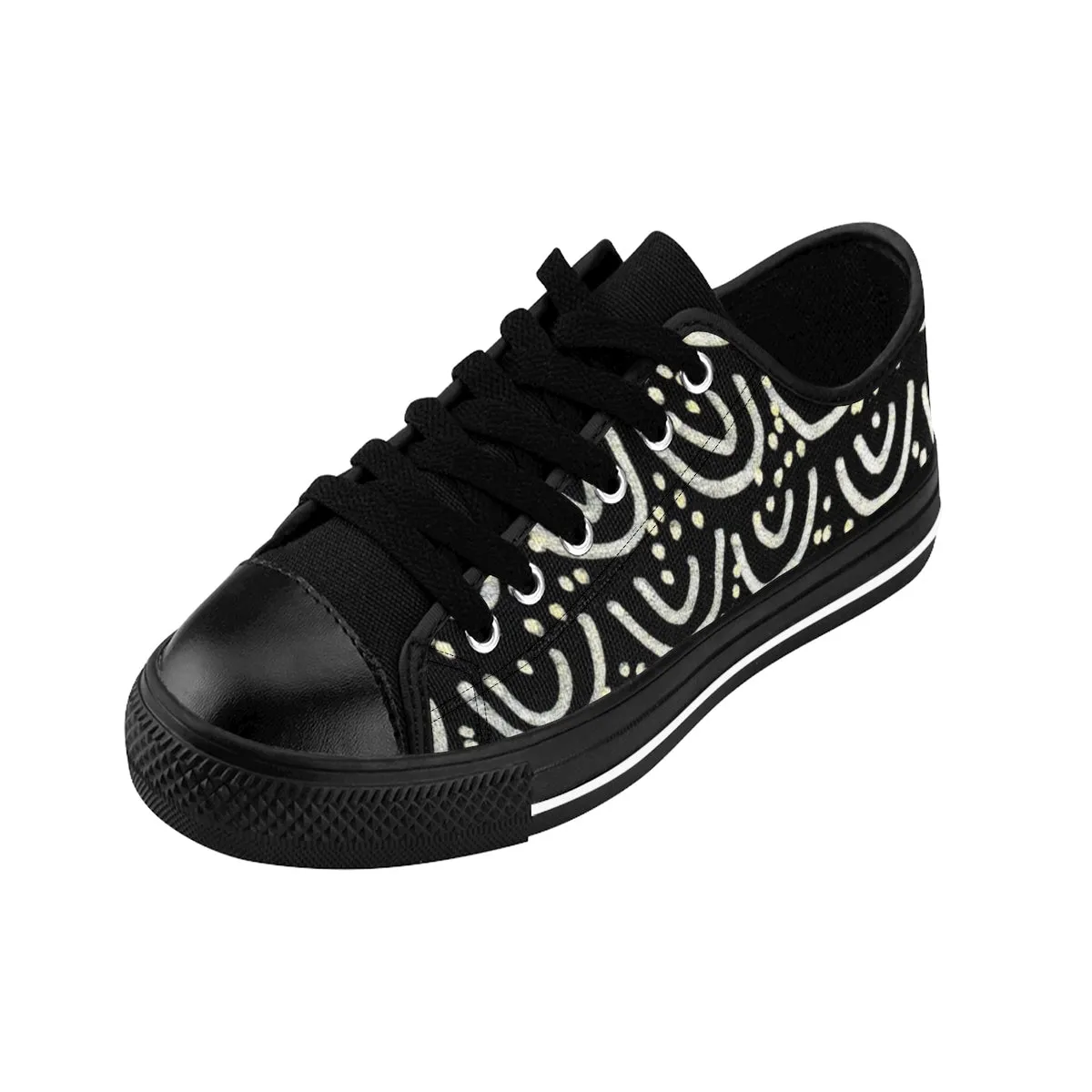 Black Mermaid Men's Sneakers, Mermaid Scale Print Men's Low Top Tennis Running Shoes