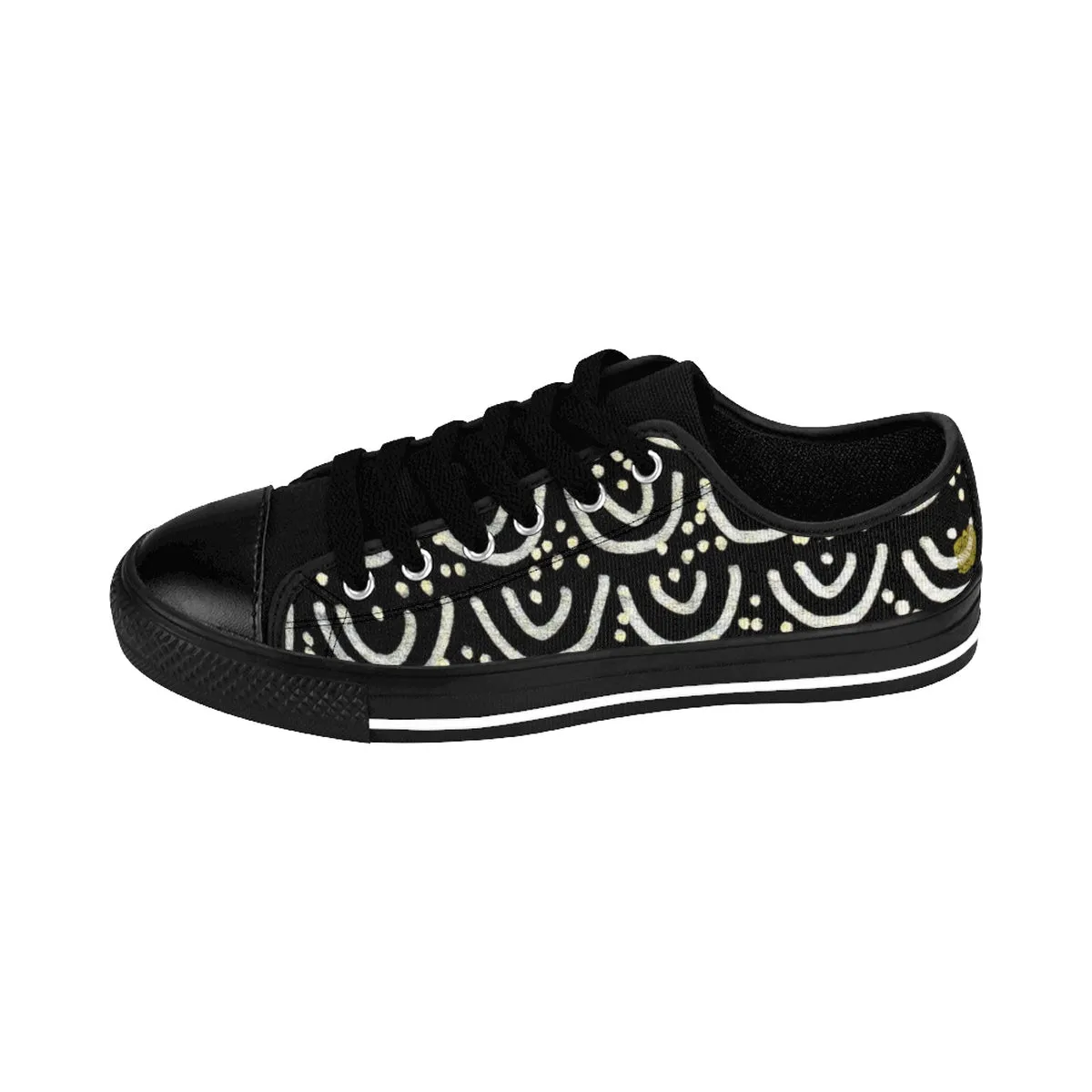 Black Mermaid Men's Sneakers, Mermaid Scale Print Men's Low Top Tennis Running Shoes