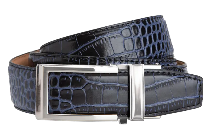 Mens Cayman Black & Blue V2 Dress Belt - 1 3/8 Strap Width, Stylish & Versatile