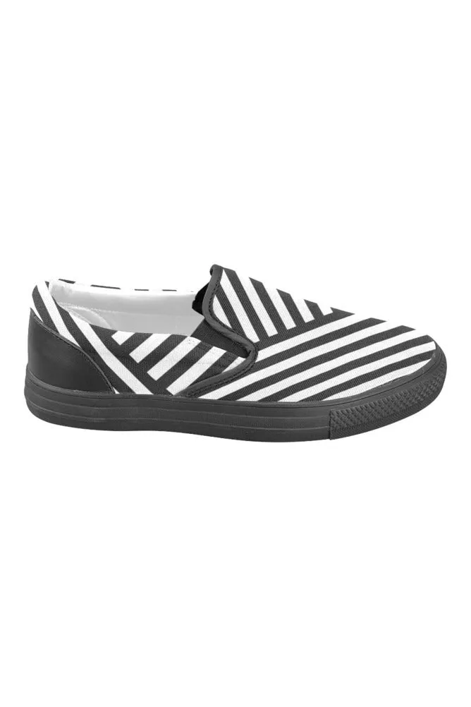 Cool Stripes Men's Unusual Slip-on Canvas Shoes (Model 019)