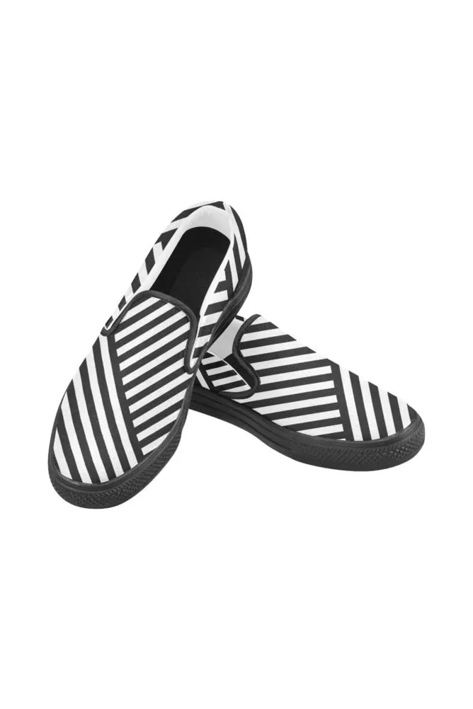 Cool Stripes Men's Unusual Slip-on Canvas Shoes (Model 019)