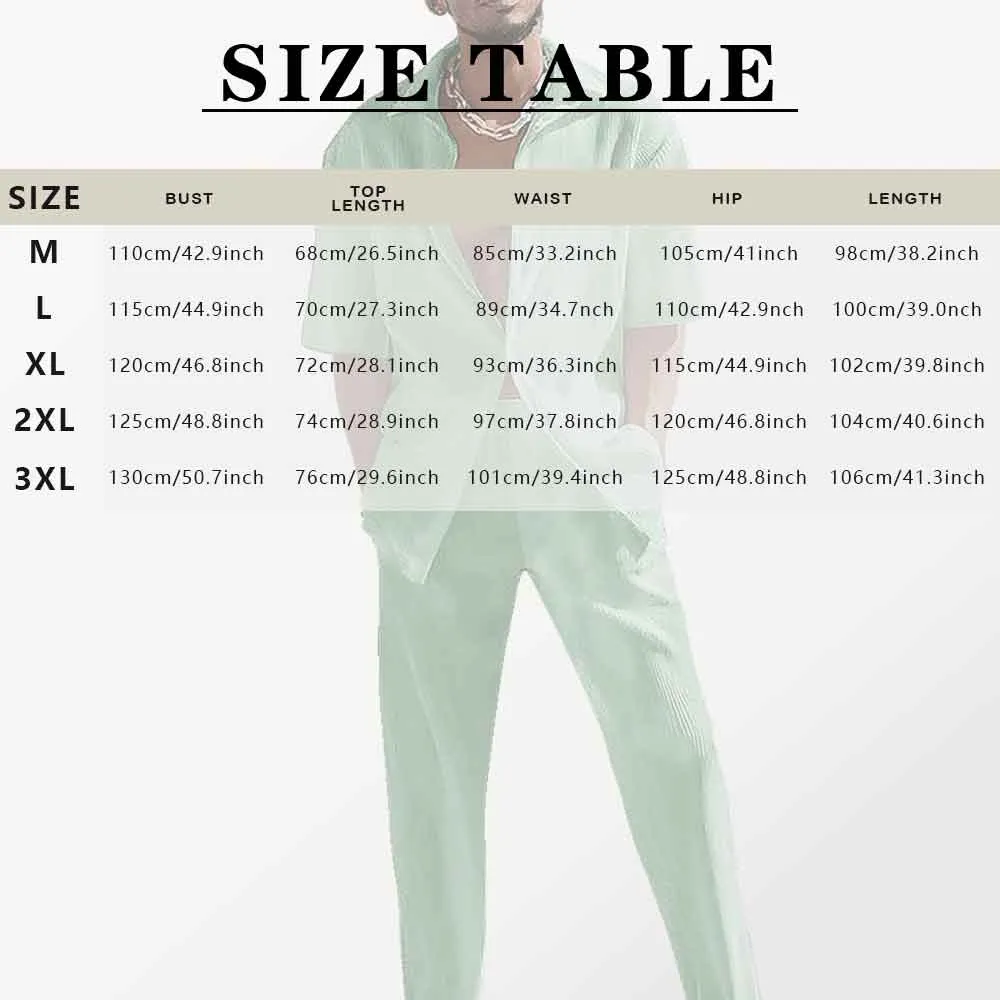 Custom Face Tropical Leaves Men's 2 Piece Linen Set Beach Pants and Shirt Set Summer Vacation Outfits for Men