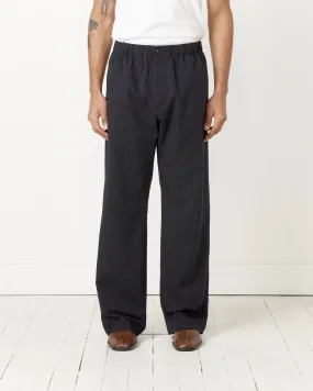 Drape Trouser Striped Seersucker in Navy/Black