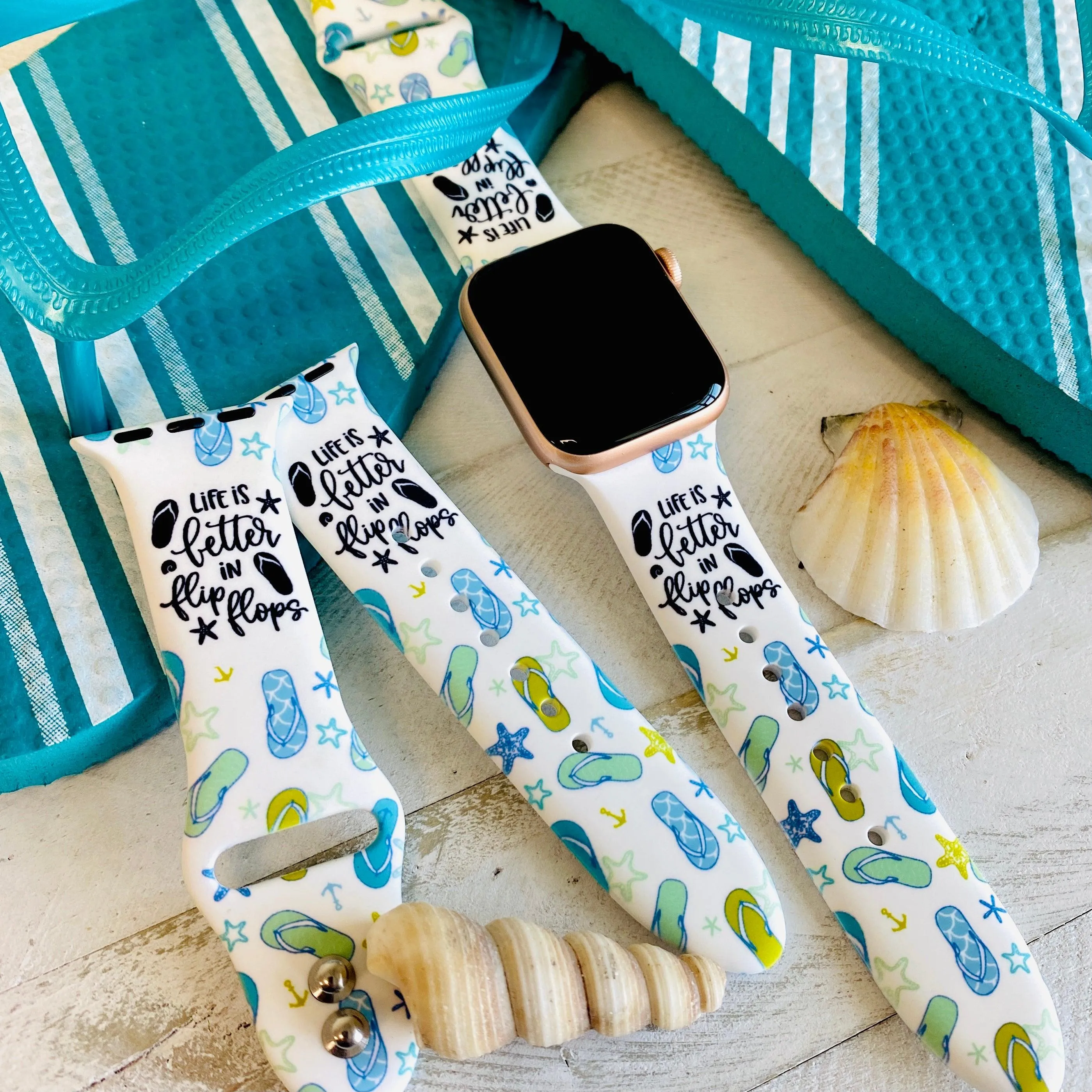 Fancy Flip Flops Print Silicone Band For Apple Watch