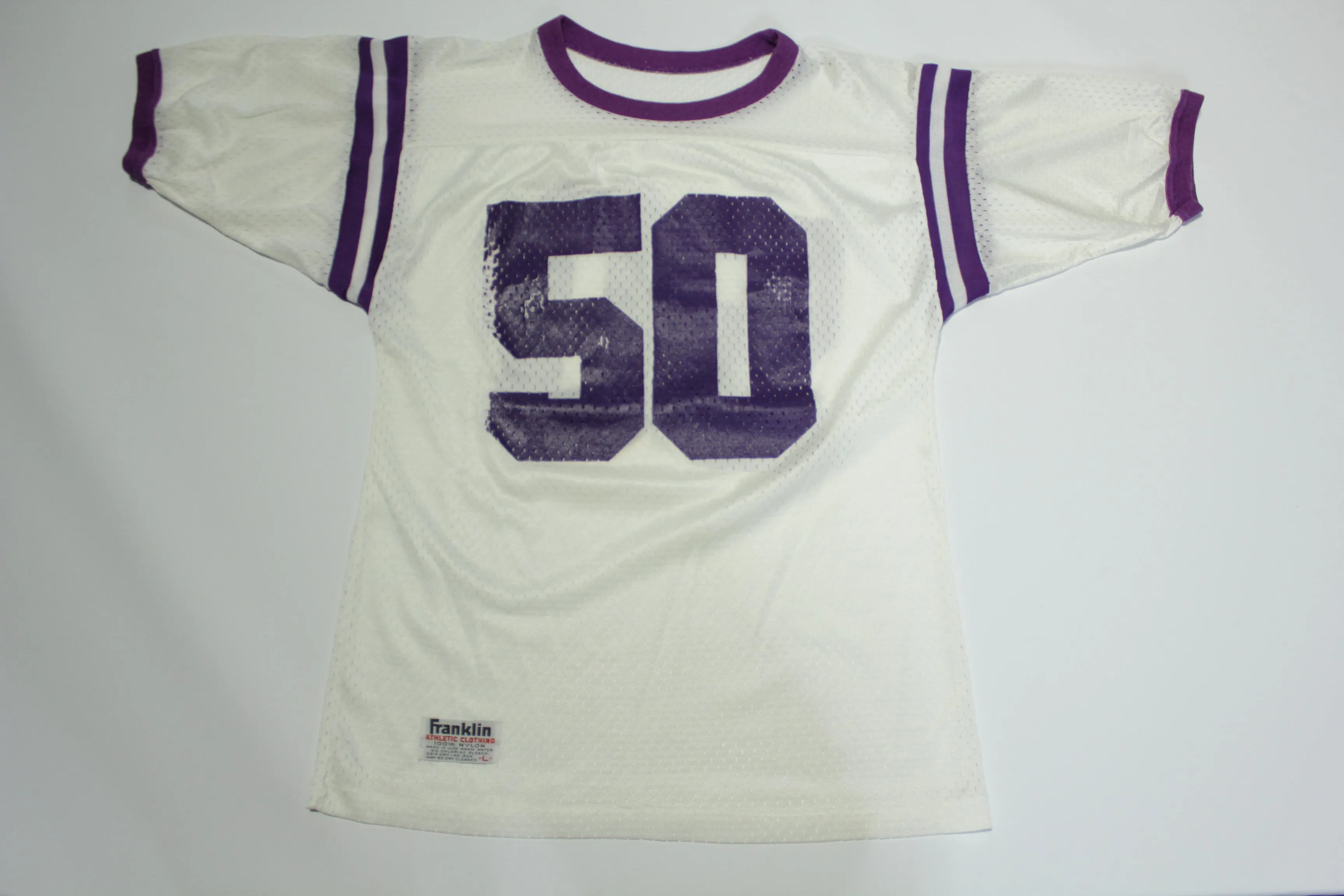 Franklin Athletic Clothing Vintage 70's Hanford/Vikings Purple Mesh #50 Football Jersey