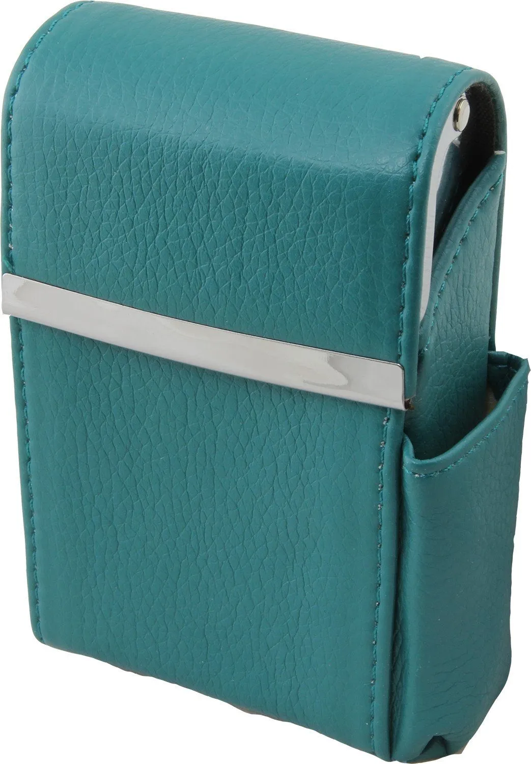 Genuine Leather Flip-top Cigarette Case with Pocket Lighter