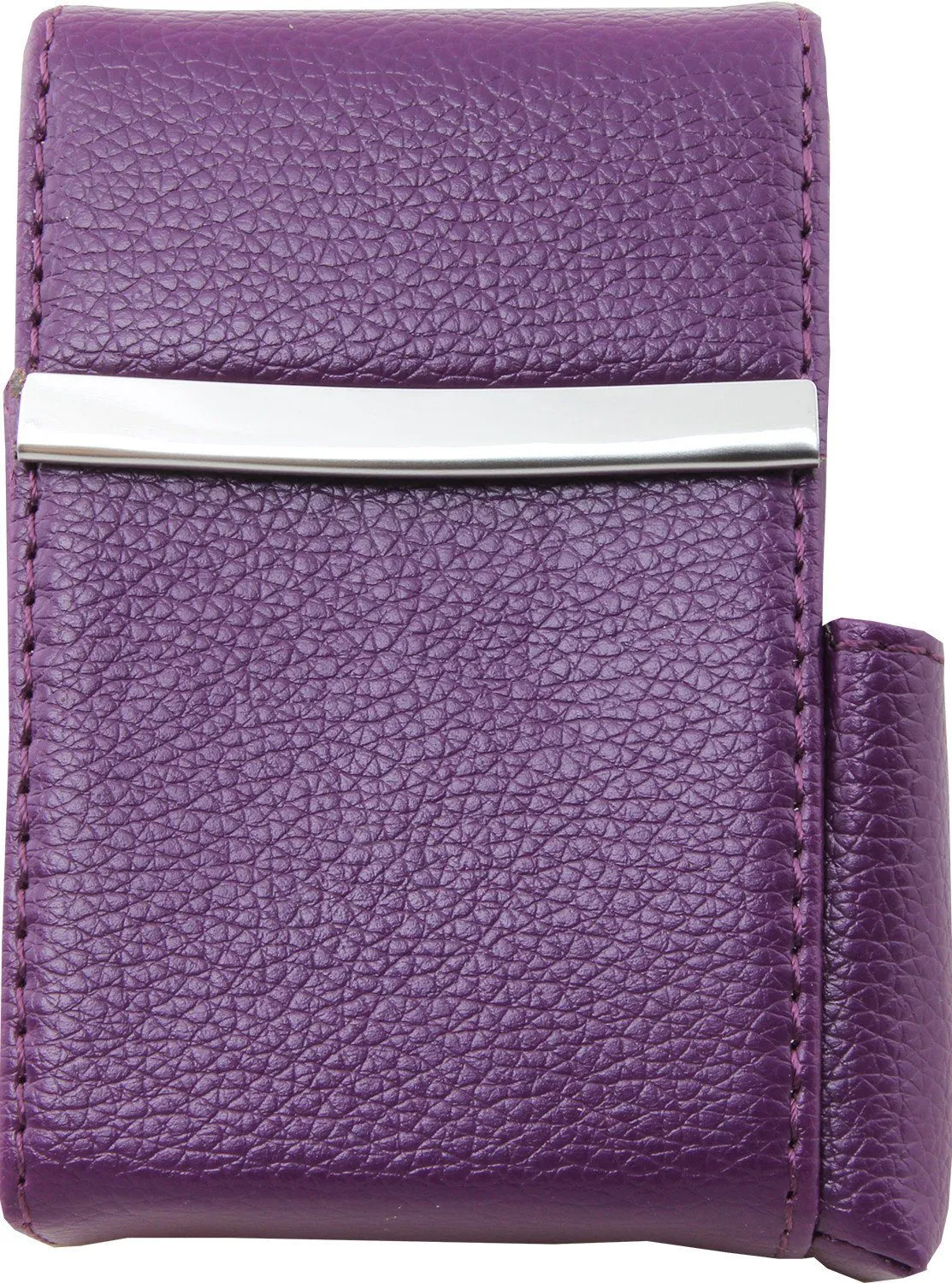 Genuine Leather Flip-top Cigarette Case with Pocket Lighter