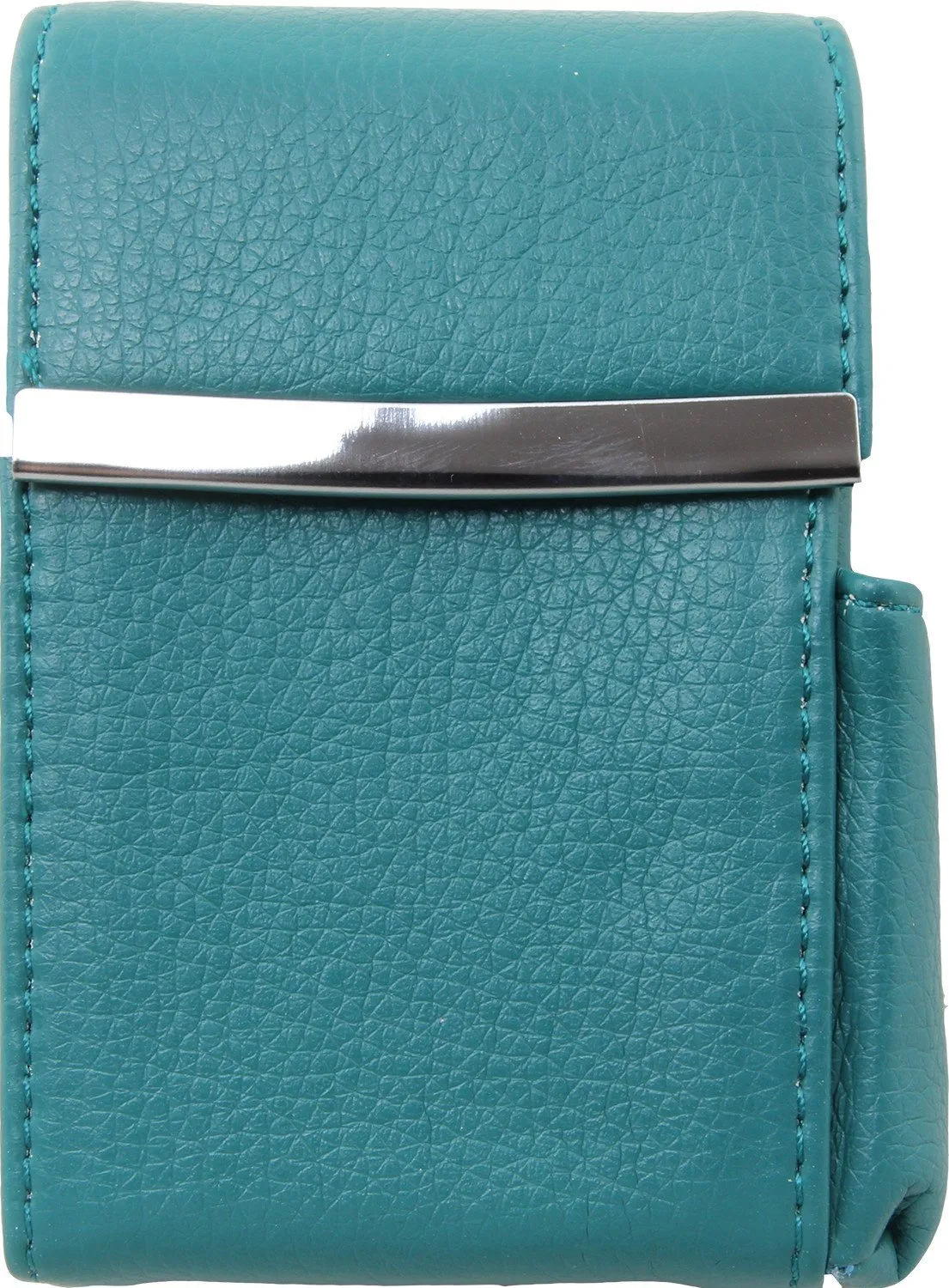 Genuine Leather Flip-top Cigarette Case with Pocket Lighter