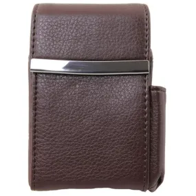 Genuine Leather Flip-top Cigarette Case with Pocket Lighter