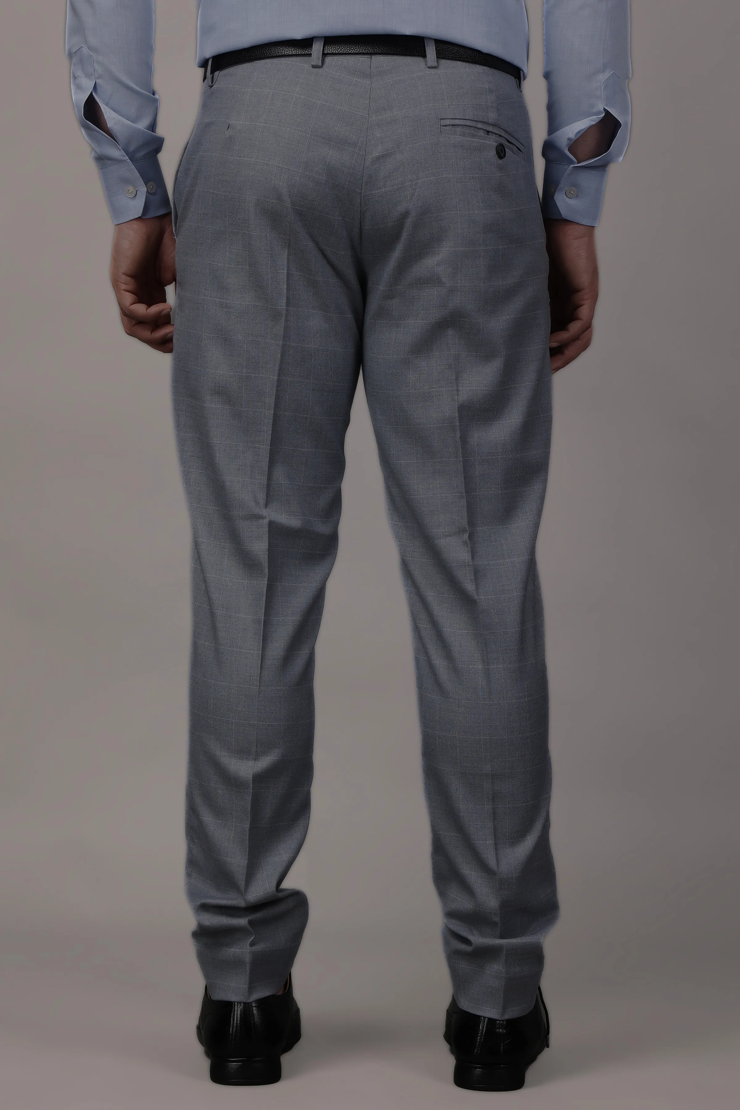 Graphite Checked Formal Trousers