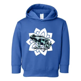 Green and Blue Poison Dart Frog Toddler Pullover Hoodie, Cute Amphibian Top