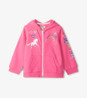 Hatley Pink Love Everywhere Long Sleeved Zip Hoodie