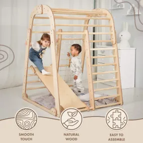 Indoor Wooden 6-in-1 Playground   Swings Set   Slide Board