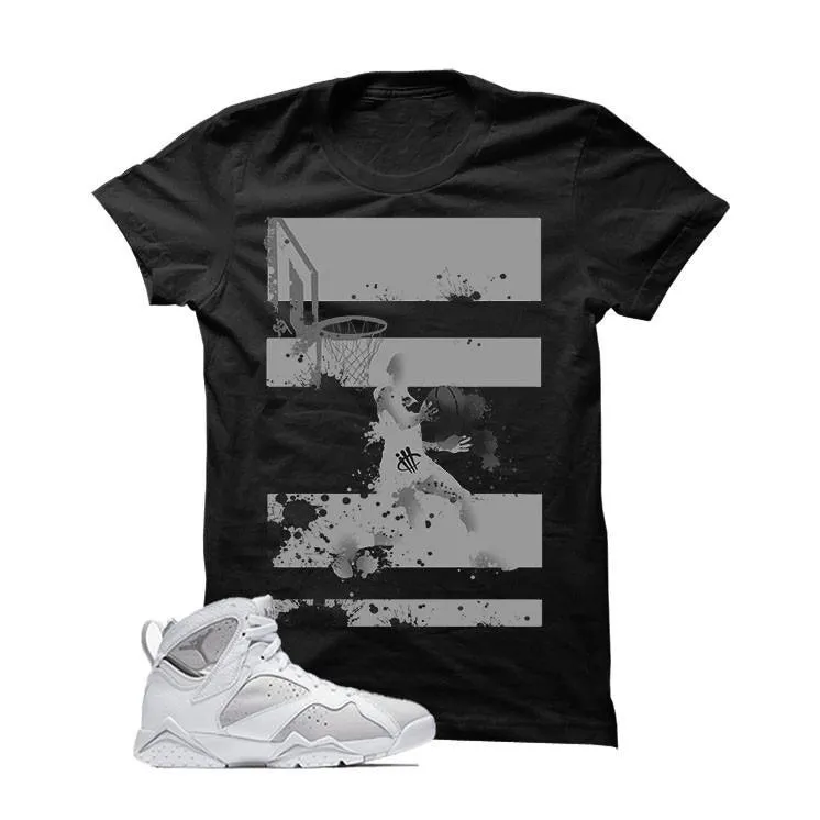 Jordan 7 White Metallic Silver Pure Money Black T Shirt (Reverse Dunk)