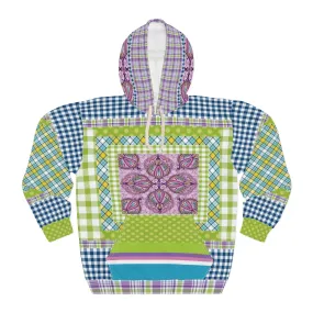 Kaleido-Scape Plaid Patchwork Unisex Pullover Hoodie