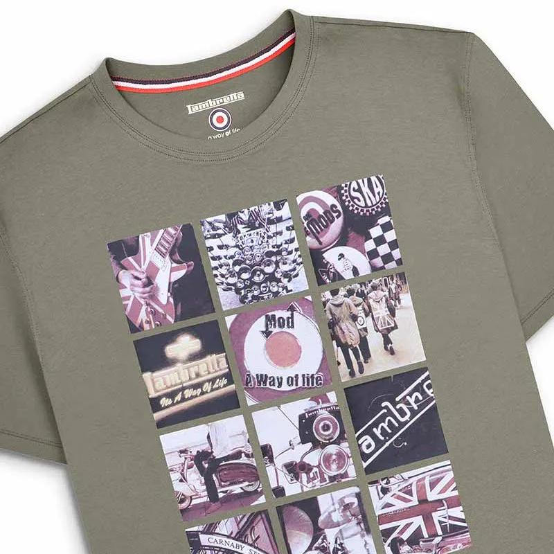 Lambretta Photo Print T-Shirt Khaki