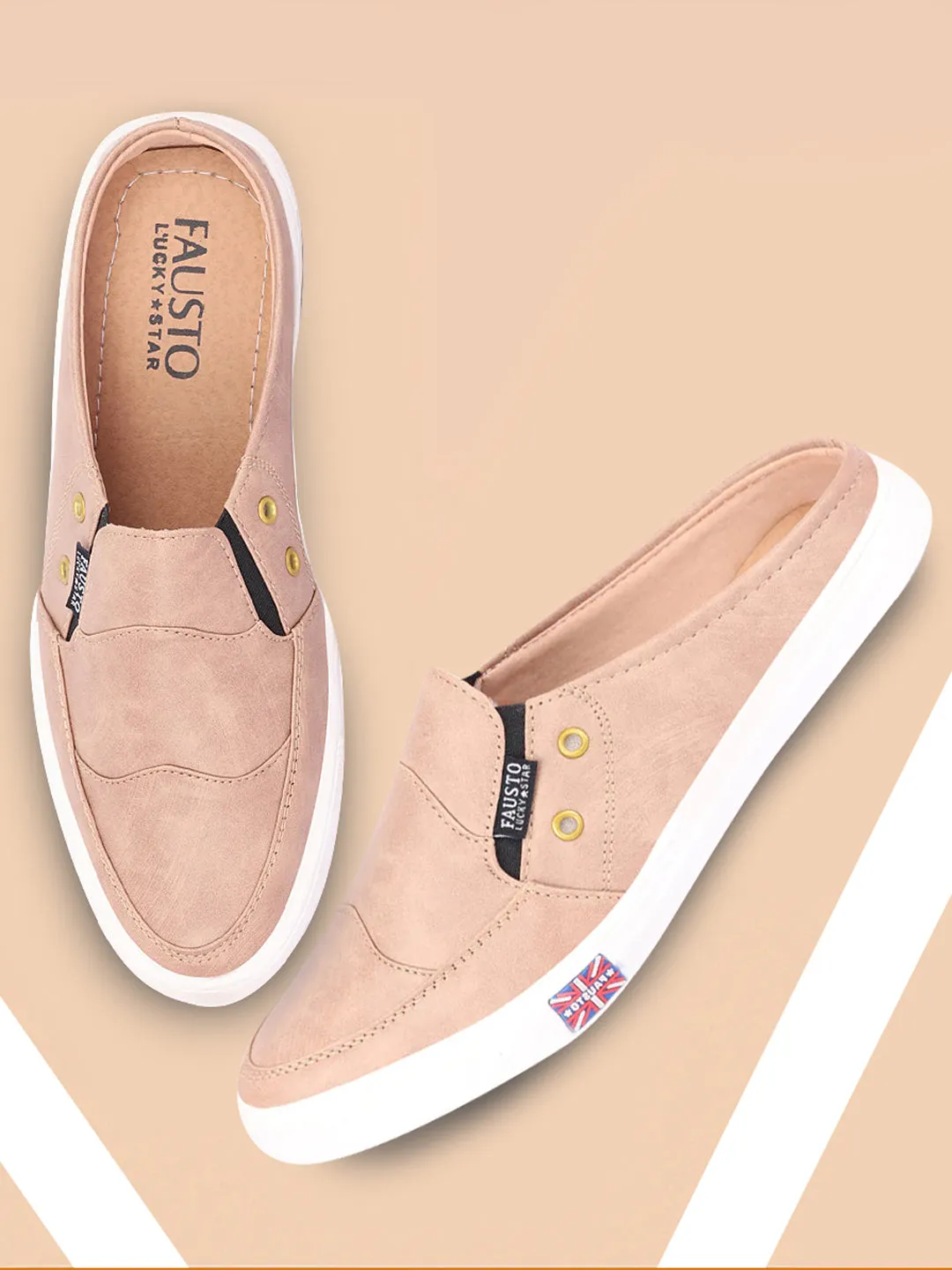 Men Beige Casual Slip-On Shoes