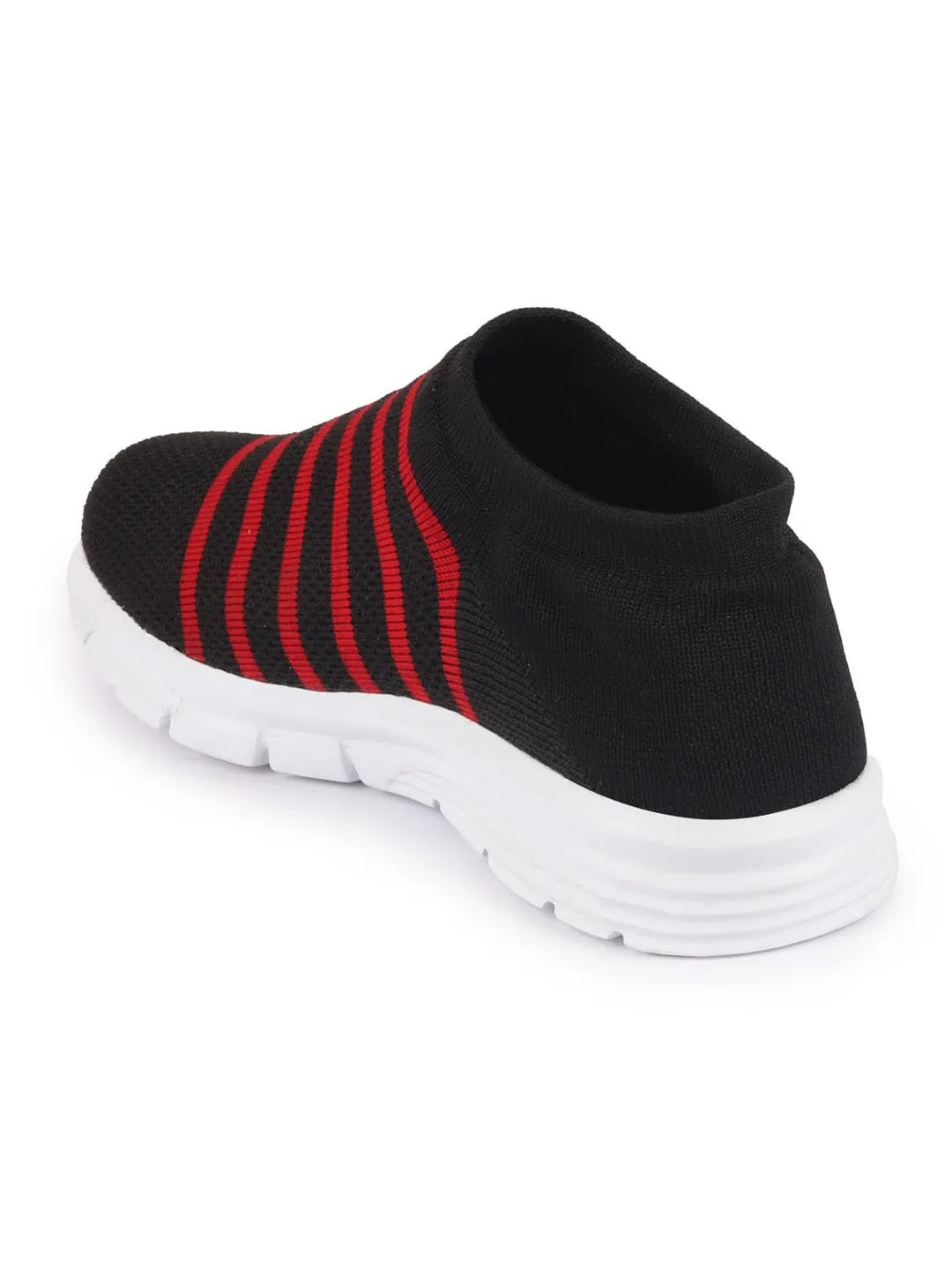 Men Black Knitted Sports Walking Shoes