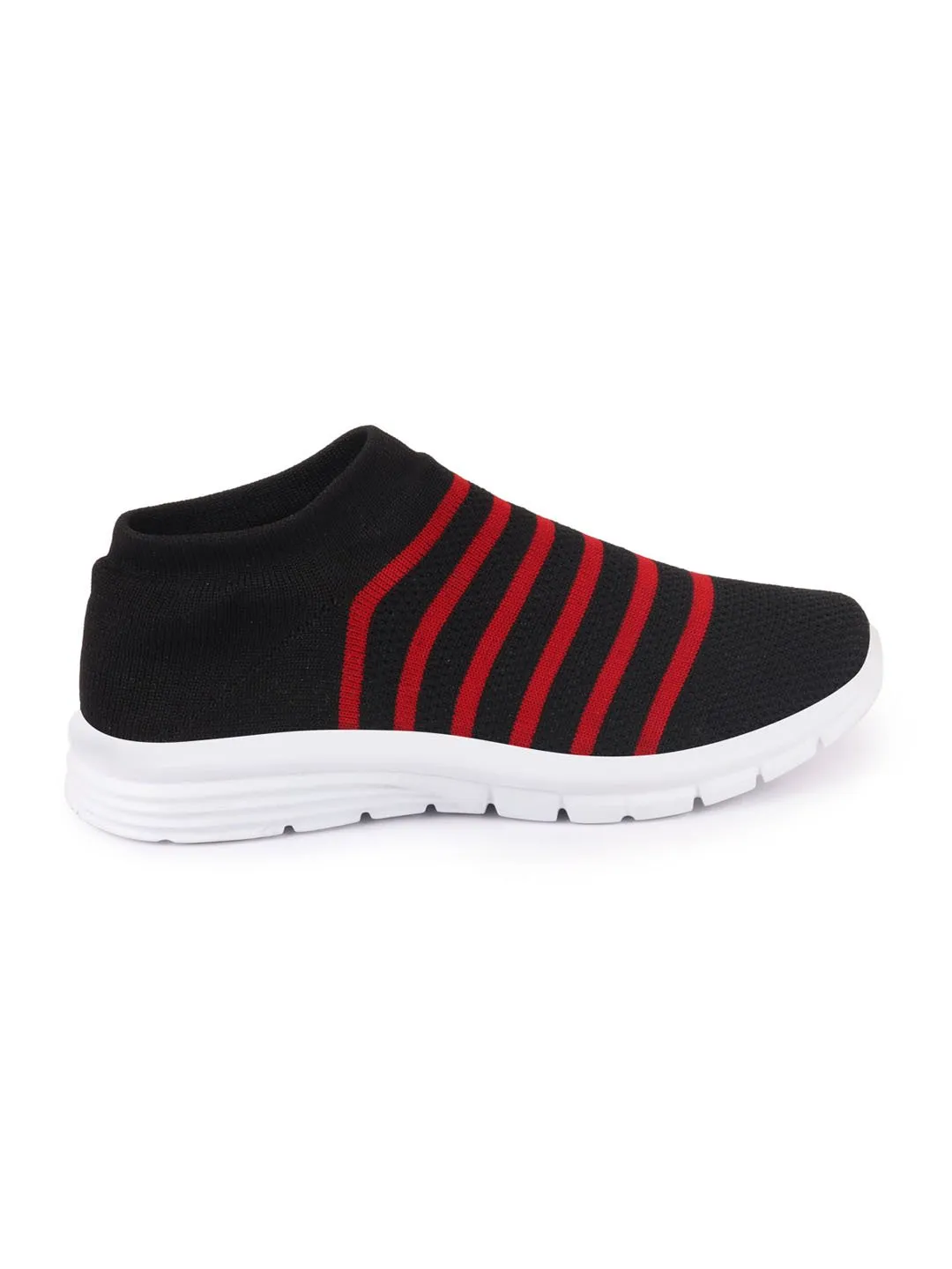 Men Black Knitted Sports Walking Shoes