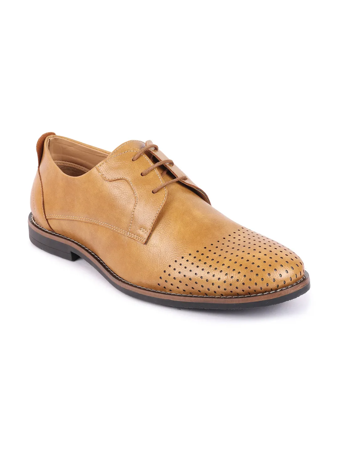 Men Camel Cap Toe Formal/Office Lace Up Dress Shoes