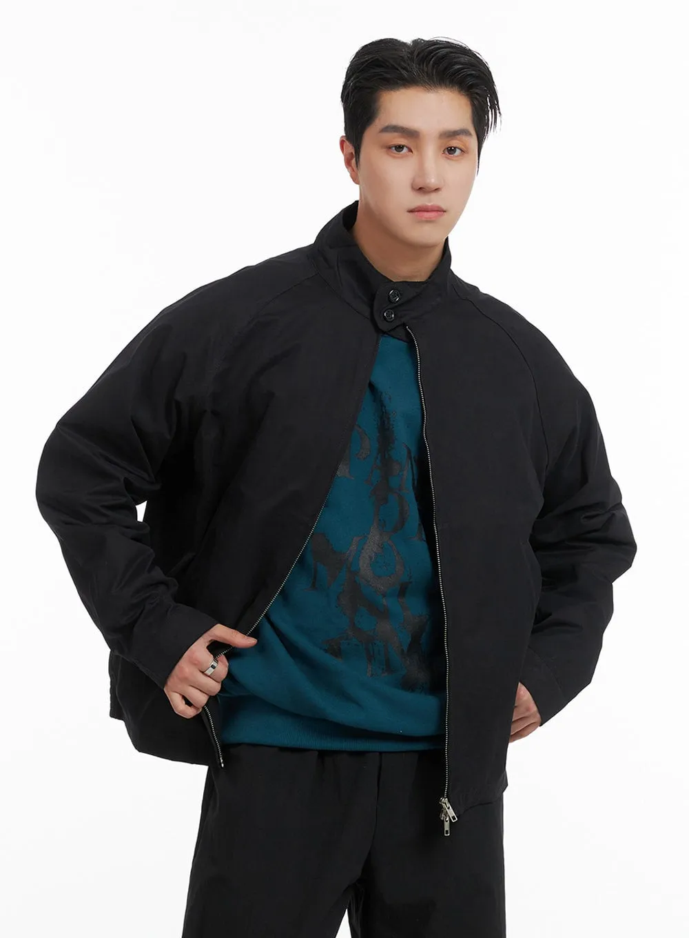 Men's Solid High Neck Jacket IA401