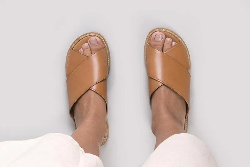 'Mia' women's vegan sandals by Ahimsa - brown