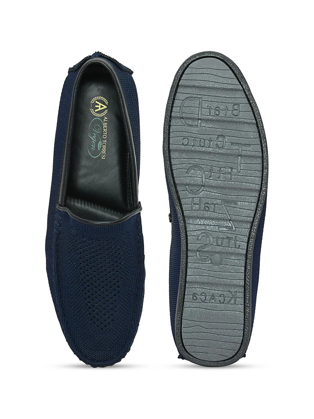 Navy Blue Knitted Loafers