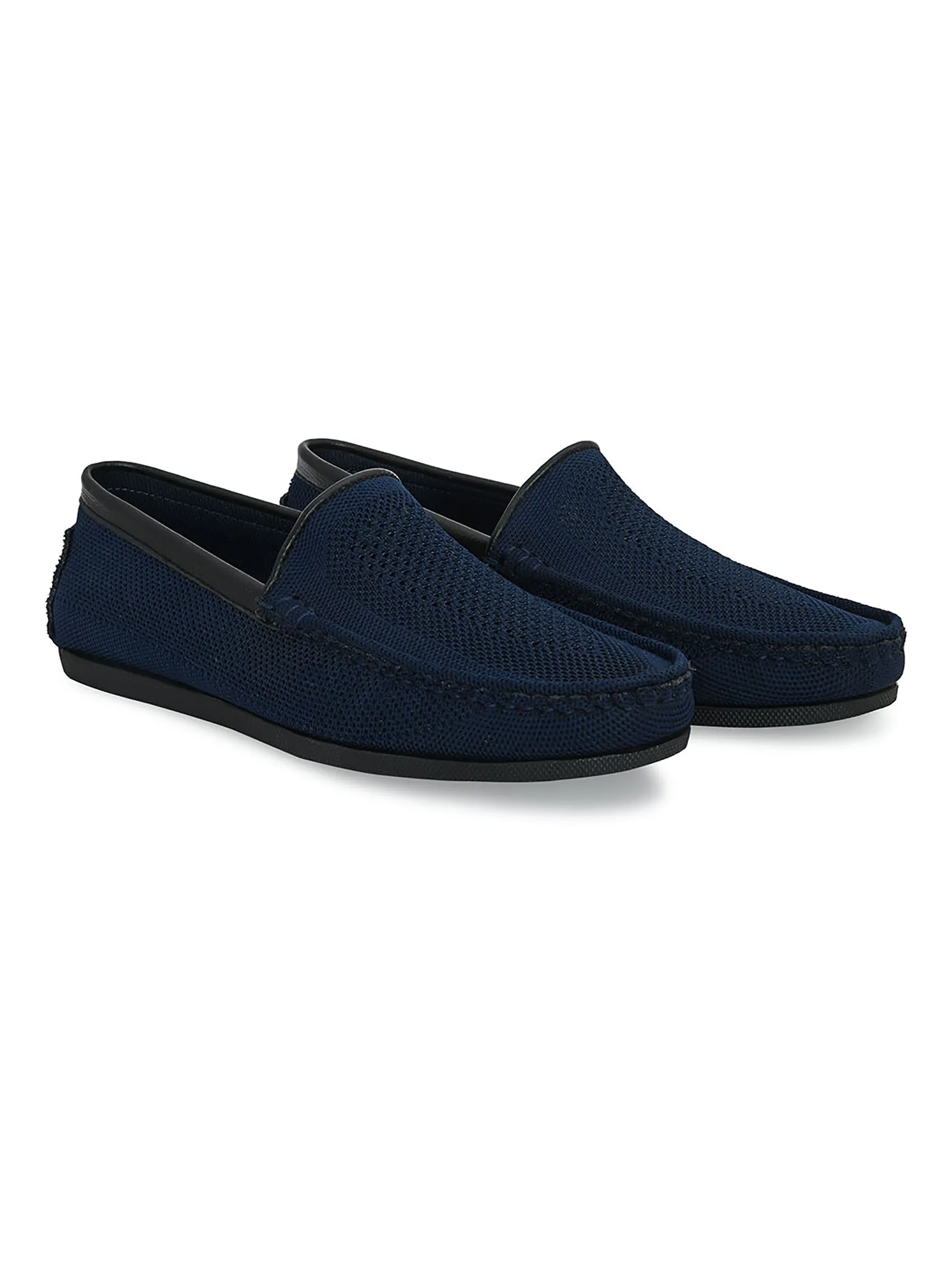 Navy Blue Knitted Loafers