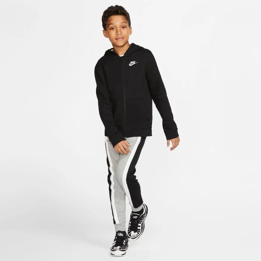 NIKE JUNIOR SPORTSWEAR CLUB BLACK FULL-ZIP HOODED JACKET