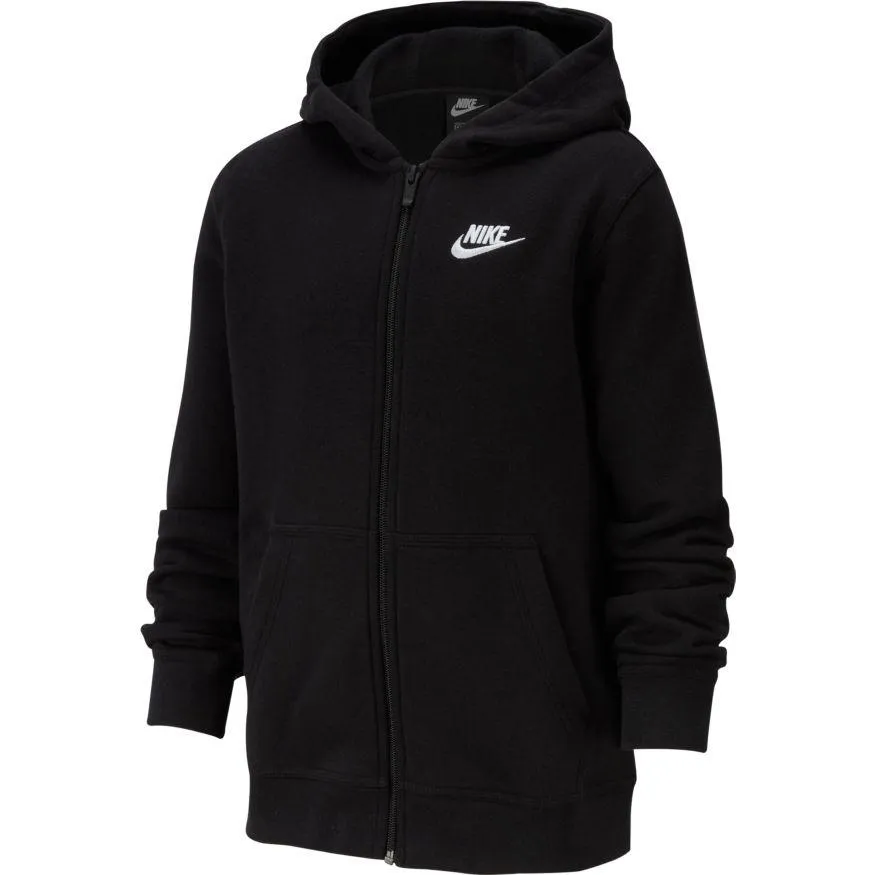 NIKE JUNIOR SPORTSWEAR CLUB BLACK FULL-ZIP HOODED JACKET