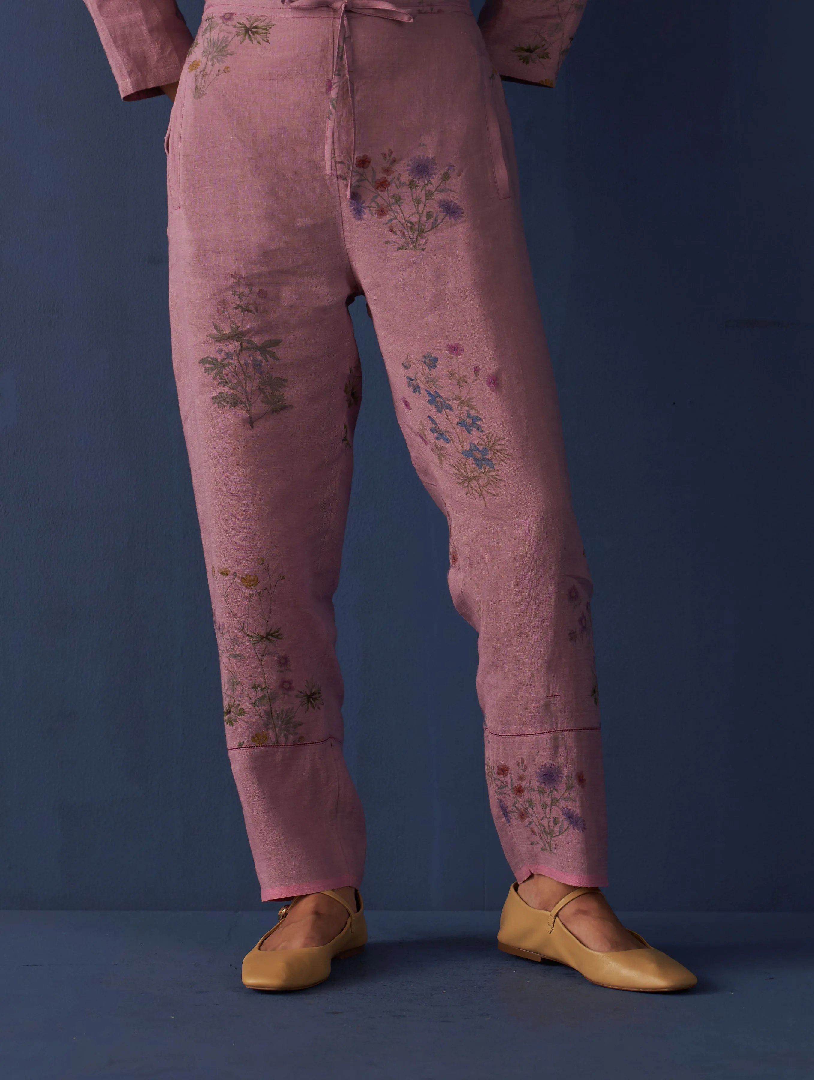 Nori Botanical Linen Pant - Lavender